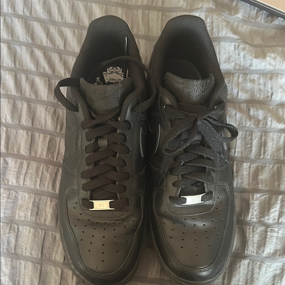 Nike Black Leather Air Force 1 Sneakers